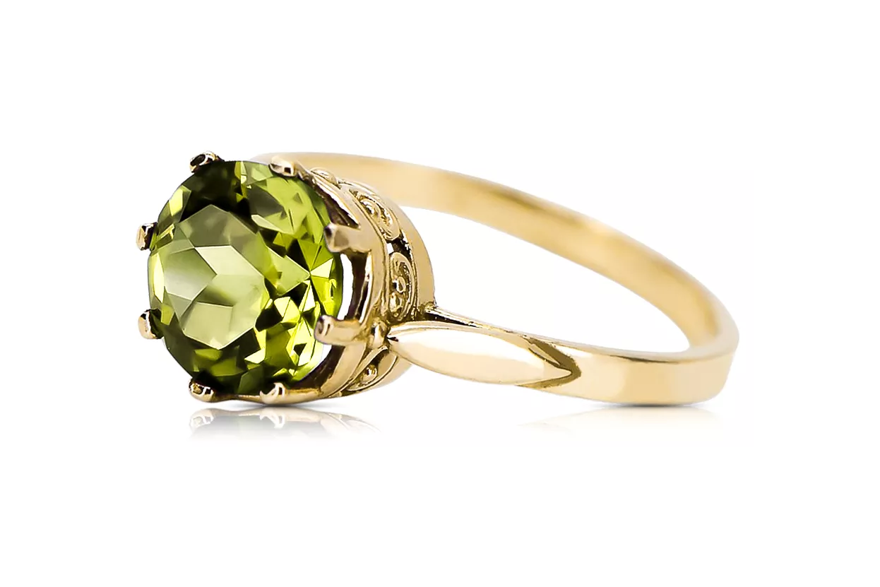 Inel Vintage bijuterii Peridot galben Aur galben 14K vrc366y